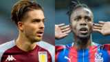 Aston Villa's Jack Grealish and Crystal Palace forward Wilfried Zaha