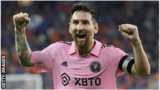 Lionel Messi celebrates for Inter Miami