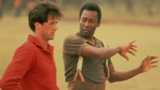 Pele and Sylvester Stallone on the set of the movie Escape to Victory