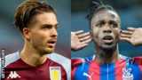 Aston Villa's Jack Grealish and Crystal Palace forward Wilfried Zaha