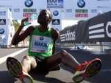Patrick Makau after running a world record time in Berlin