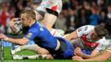 Rob Burrow scores a try for Leeds against St Helens in the 2011 Grand Final at Old Trafford
