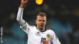Blackburn striker Jordan Rhodes scores for Scotland