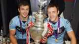 Jon Wilkin and James Roby with the Challenge Cup