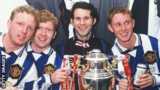 David May, Paul Scholes, Ryan Giggs and Nicky Butt celebrate United's 1996 title triumph