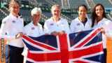 Johanna Konta, Judy Murray, captain of Great Britain, Elena Baltacha, Anne Keothavong and Laura Robson