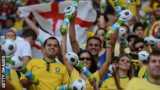 Brazil and England fans watch during the friendly