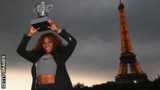 Serena Williams with the 2013 French Open trophy