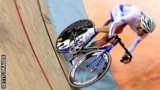 Oliphant in action on the track at the Delhi Commonwealth Games