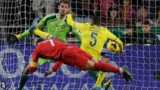 Cristiano Ronaldo heads in against Sweden