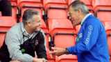 Port Vale boss Micky Adams and then Crewe manager Dario Gradi enjoy a chat before the last derby at Gresty Road