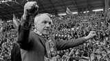 Bill Shankly in front of the Anfield Kop