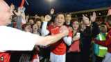 Antoni Sarcevic celebrates with Fleetwood supporters