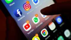 Social media icons on mobile phone