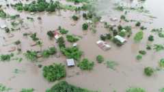 Houses submerged by floods