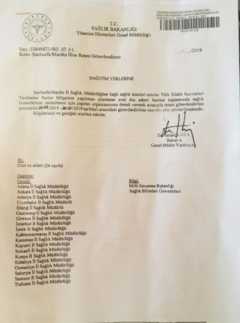 Sağlık Bakanlığı talimatı