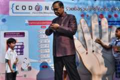 Thai Prime Minister Prayut Chan-O-Cha washing hands