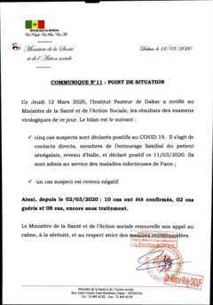 The statement from Senegal's health ministry