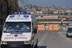 An ambulance arrives at Humanitas Gavazzeni hospital first aid service during the coronavirus crisis, in Bergamo