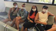 Hollie and her friends at the airport