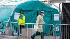 A testing centre set up at Sir John Rogerson's Quay in Dublin city centre