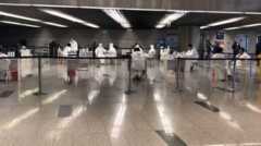 Quarantine zone at Moscow's Vnukovo airport, Russia