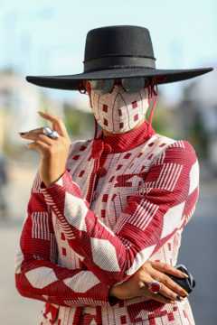 Woman wearing face mask