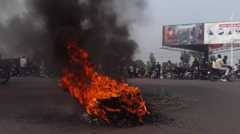 Fire outside parliament in DR Congo