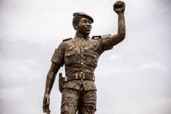 A bronze statue of Thomas Sankara at his memorial at the Conseil de l'Entente in the capital, Ouagadougou