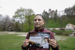A vaccinated man at Bran Castle, Romania