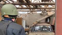 Ζημιές από βομβαρδισμούς στην Stanytsia Luhanska την Παρασκευή