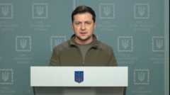 Ukrainian President Zelensky delivering a national address on Friday morning