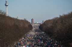 Protesters demonstrate in support of Ukraine in front of Berlin's Brandenburg Gate,