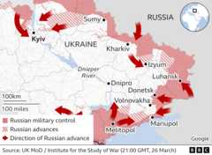 Rusia kontrollonte zonat e Ukrainës