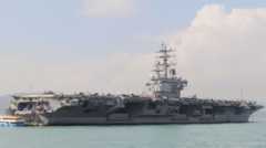 US Navy aircraft carrier USS Ronald Reagan is seen during 2018 visit to Hong Kong