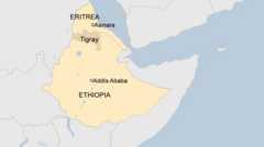 A map of Ethiopia and Eritrea