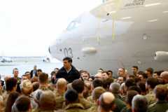 Rishi Sunak speaking to military staff in Scotland