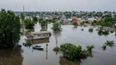 Μια γενική άποψη δείχνει μια πλημμυρισμένη περιοχή του Kherson