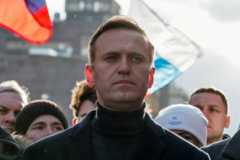 Alexei Navalny taking part in a rally in Moscow in 2020