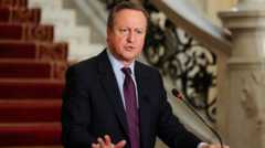 Foreign Secretary David Cameron hold a press conference