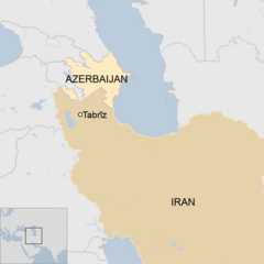 Χάρτης του Ιράν, με έμφαση στην τοποθεσία Ταμπρίζ