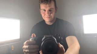 James Mason with camera