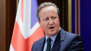 British Foreign Secretary David Cameron hold a press conference f