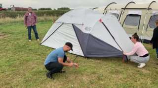 Campers at Bedruthan Steps in north Cornwall are being moved