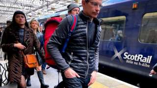 ScotRail train and passengers