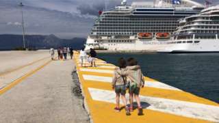 Children by cruise ship