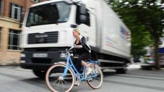 Cyclist and HGV lorry