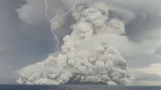 A volcanic eruption near Tonga