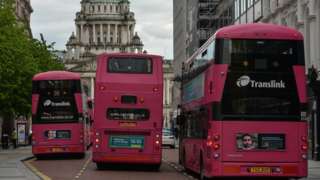 Buses parked on Royal Avenue in Belfast city centre