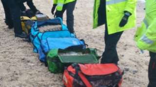 Bags found on a beach at Hopton